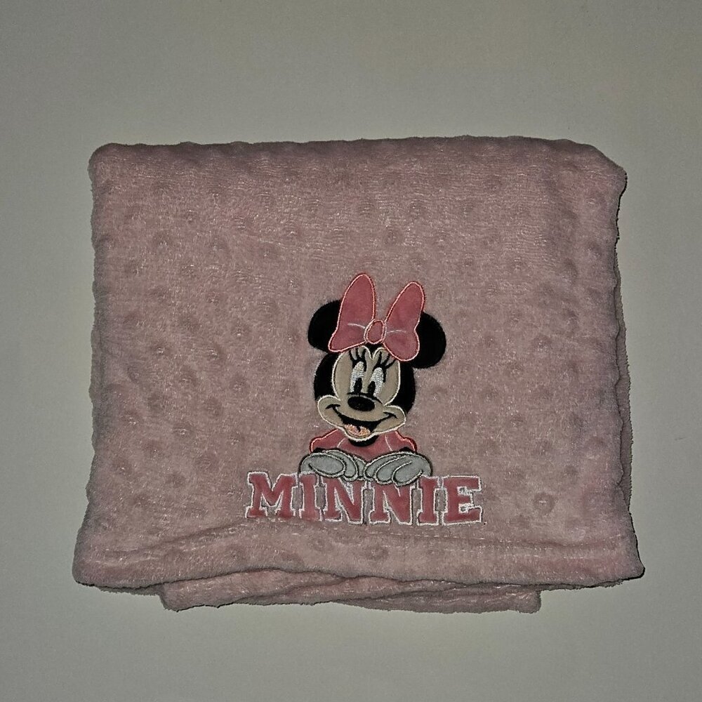 Minnie Mouse Disney Baby Pink Fleece Baby Blanket Minky Dot Soft 31" x 39"